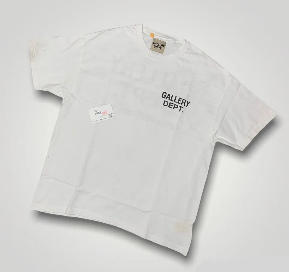 GALLERY DEPT. SOUVENIR TEE English LOGO commemorative basic short-sleeved white S-XL original consistent cotton and linen cylindrical fabric high poundage 230g fabric accessories matching correct version